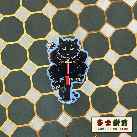 Biking Cat Sticker