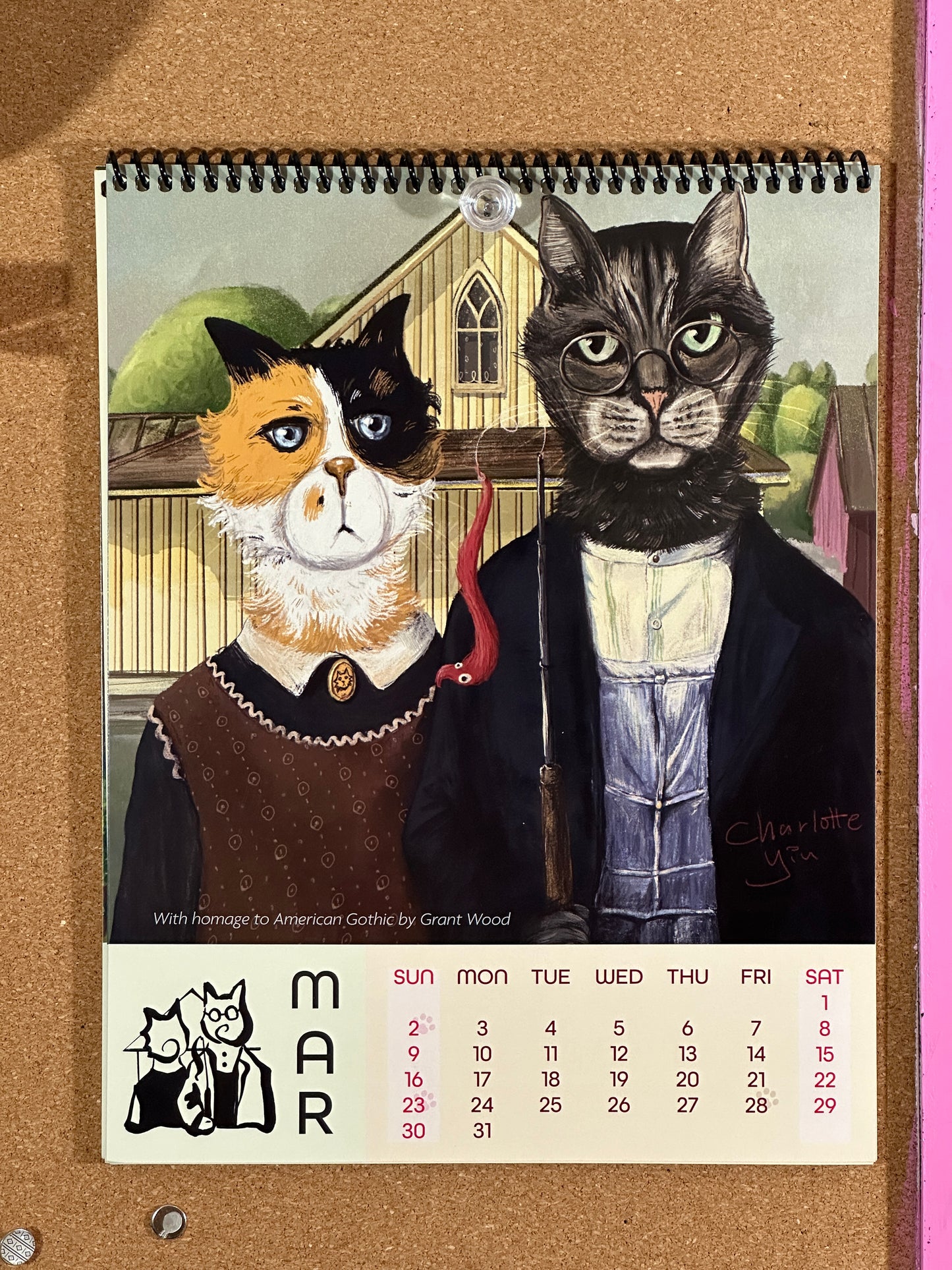 Illustrated Cat Calendar 2025 - Masterpieces Reimagined